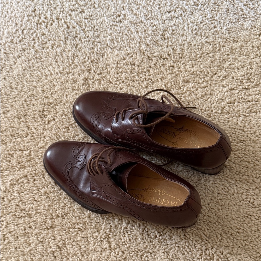 Italian WOMEN Brown Leather Brogue Oxfords